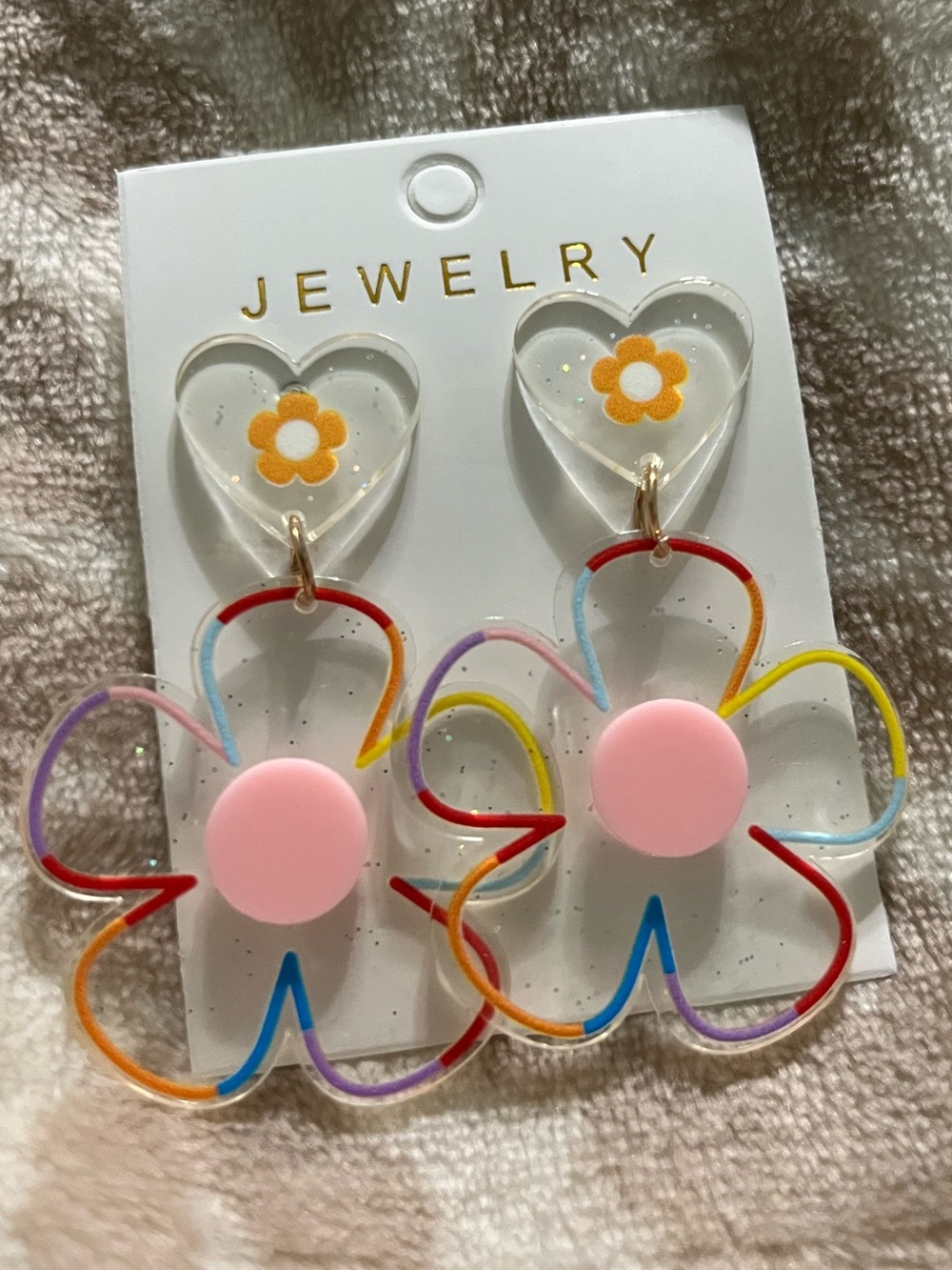 Playful Pink & Multi-Color Flower Dangle Earrings